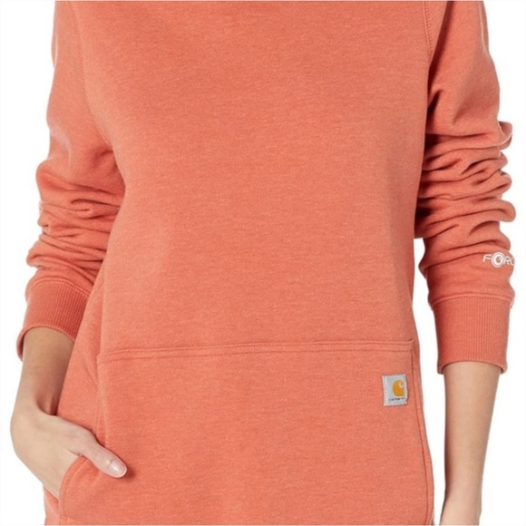 Carhartt Women's Force Relaxed Fit Lightweight Sweatshirt Desert Orange Heather - Picture 4 of 5